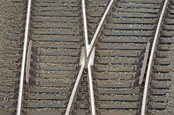Demiryolu Rayları Tren Yolu — Stok fotoğraf