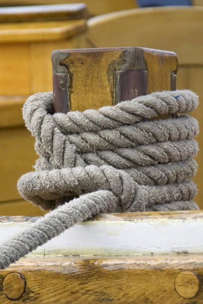 Close Rope Wooden Deck — Stock Photo, Image