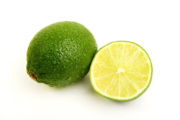 Färsk Lime Med Lime Hälften — Stockfoto