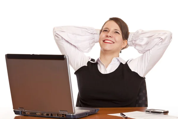 Mujer Relajada Oficina — Foto de Stock