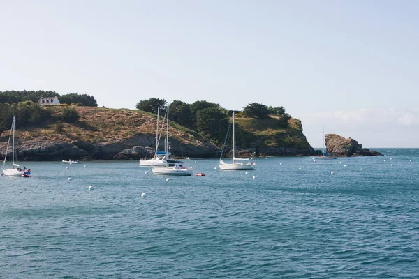 Vue Sur Mer Bateau Dans Baie Adriatique — Photo