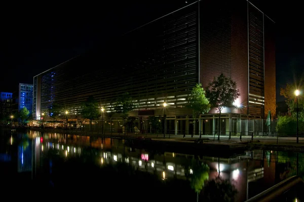 Port Intérieur Duisburg Été Nuit — Photo