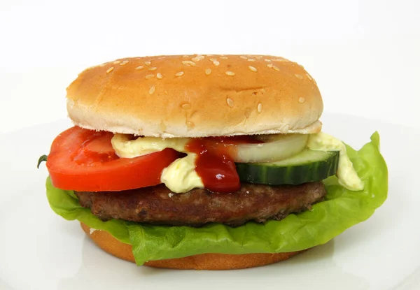 Amerykański Hamburger Fast Food — Zdjęcie stockowe