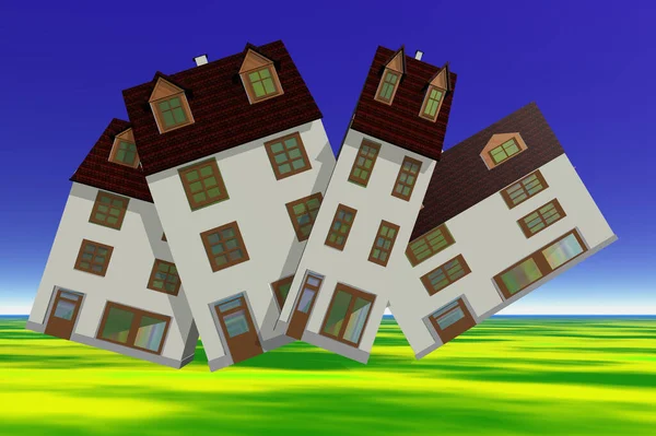 3D建造现代化住房 — 图库照片