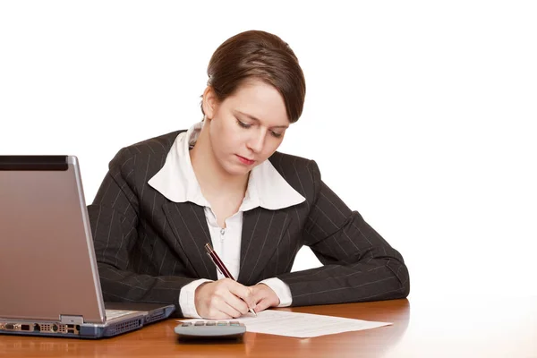 Woman Office Signs Contract — Stock Photo, Image