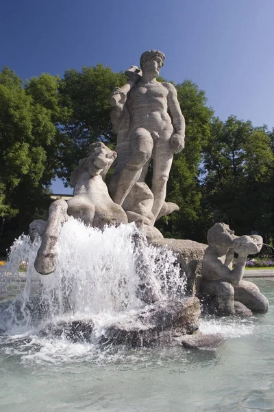 Fontaine Dans Ville Barcelone — Photo