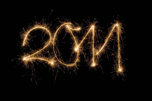 Feliz Ano Novo 2017 Escrito Com Fogos Artifício Sparkle Fundo — Fotografia de Stock