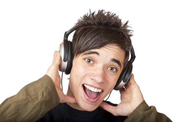 Teenager Escucha Música Canta — Foto de Stock