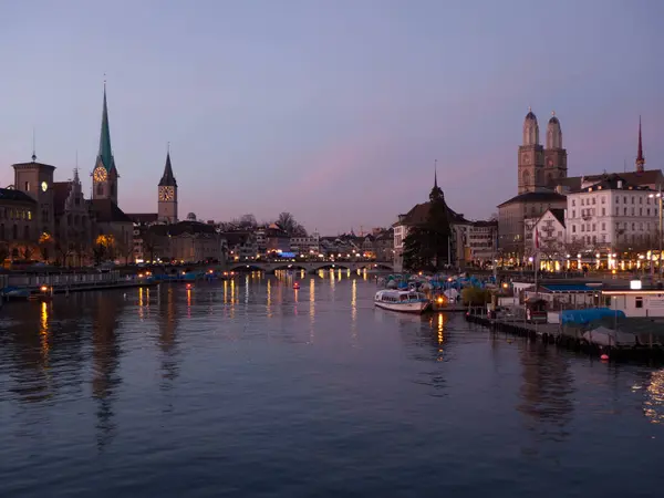 Zurych Panorama Quai — Zdjęcie stockowe