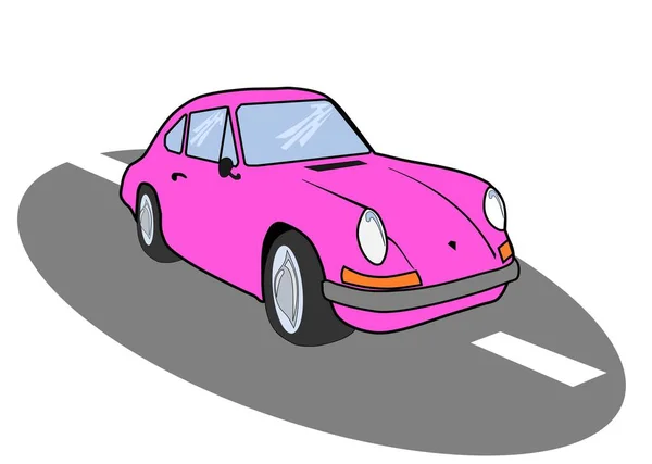 一辆经典的粉色经典汽车作为例证 — 图库照片