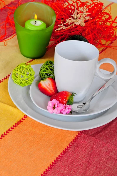 Kaffeetasse Frühstück Tisch Deck — Stockfoto