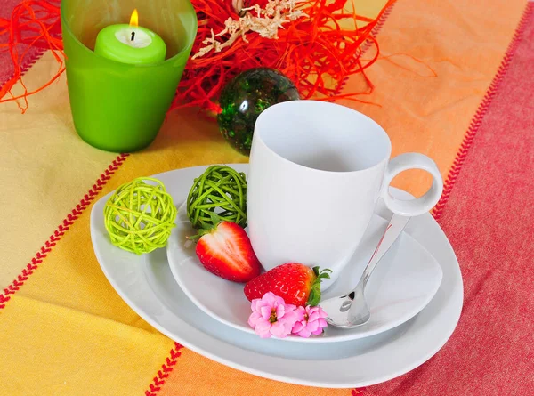 Kaffeetasse Frühstück Tisch Deck — Stockfoto
