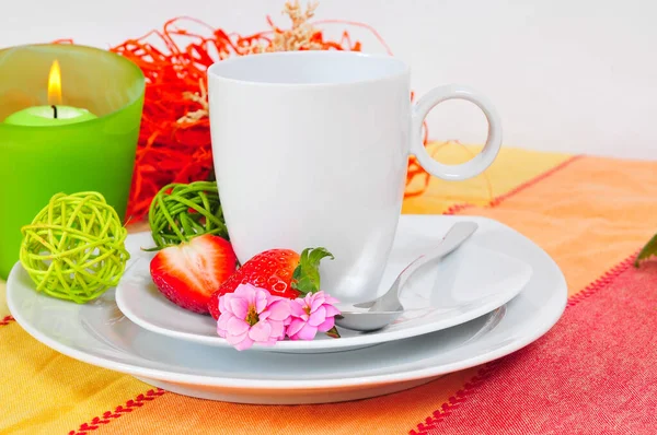 Kaffeetasse Frühstück Tisch Deck — Stockfoto