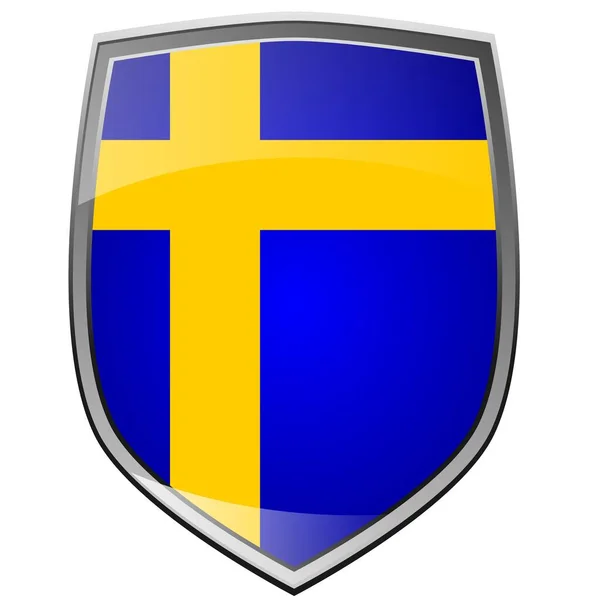 Щит Флагом Швеции Флаг Страны — стоковое фото