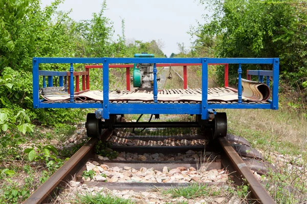 Bamboo Train Uma Rede Ferroviária Temporária Camboja — Fotografia de Stock