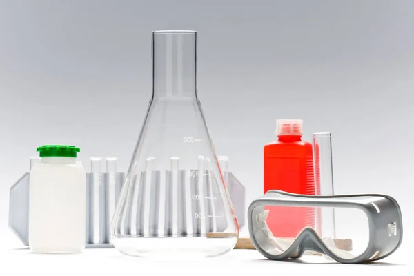 Various Chemistry Laboratory Objects White Background — Stok fotoğraf