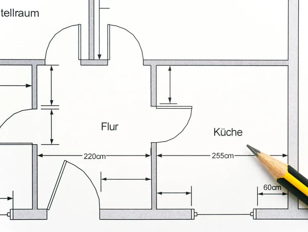 Planlösning Lägenhetskök Markplan — Stockfoto