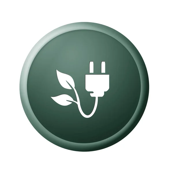緑の電気ボタンのイラスト — ストック写真