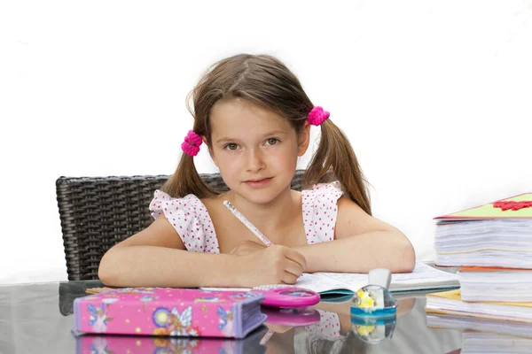 Ragazza Anni Tavola Casa — Foto Stock