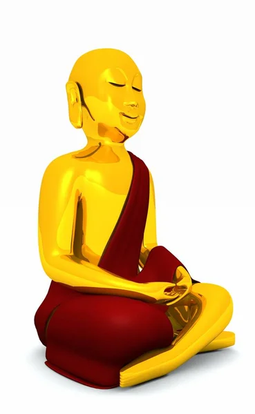 Boldog Buddha Arany Piros — Stock Fotó