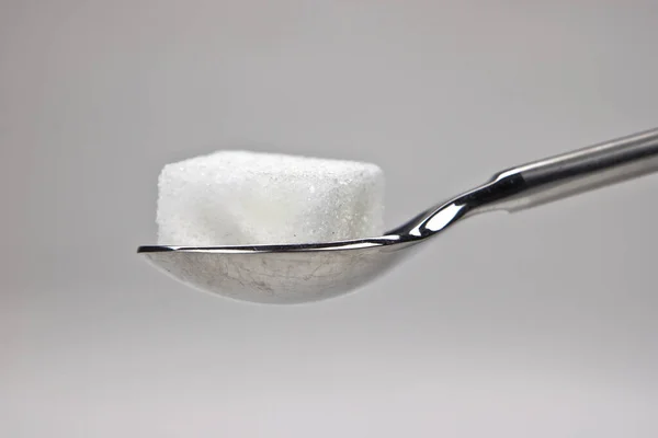 Kawałki Cukru Kostkach Łyżce — Zdjęcie stockowe
