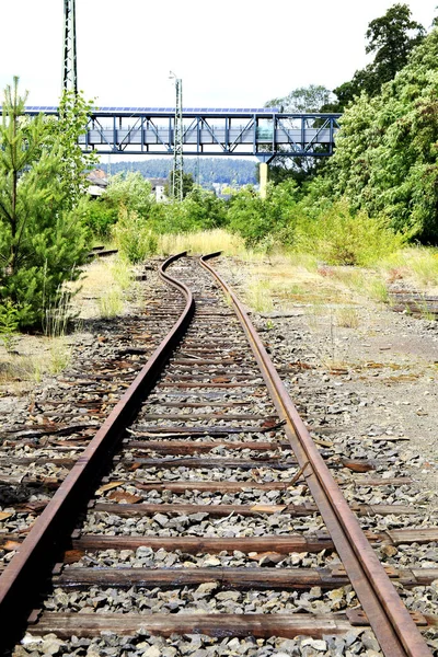 Παλιές Σιδηροδρομικές Γραμμές Κοντινό Πλάνο — Φωτογραφία Αρχείου