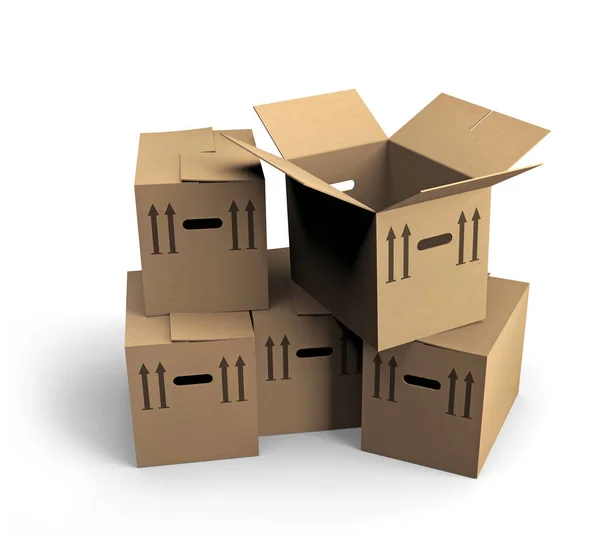 Cardboard Boxes White Background — Stock Photo, Image