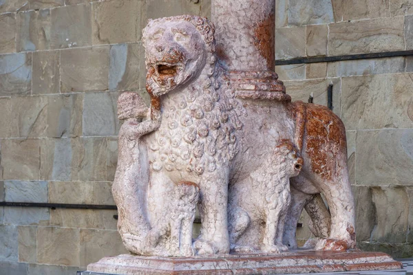 Lions Porch Transept Facade Basilica Santa Maria Maggiore Bergamo Which — Stock Photo, Image