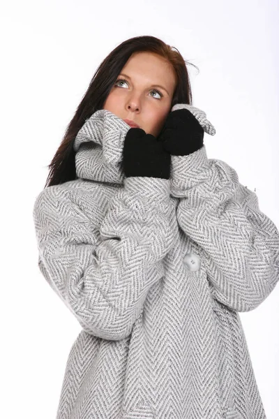 Mujer Joven Vestida Invierno Bufanda — Foto de Stock