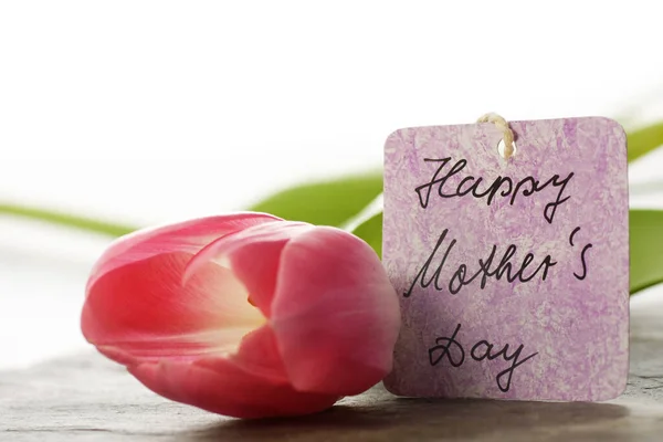 Rosa Blommor Vitt Med Mödrar Dag Kort — Stockfoto