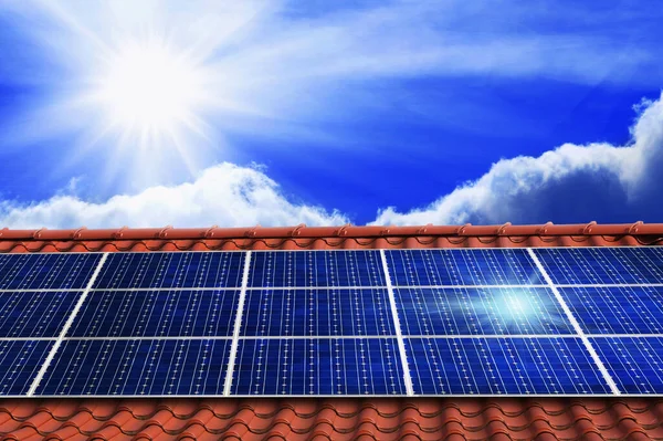Альтернативная Солнечная Энергия Солнечные Батареи Экологически Чистая Защита Климата Лицензионные Стоковые Изображения