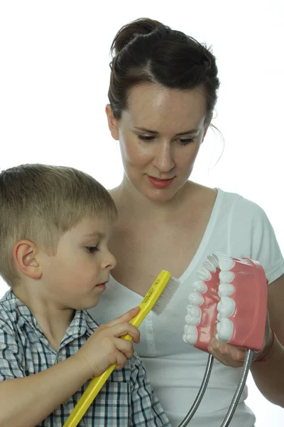 Jeune Femme Avec Une Brosse Dents — Photo