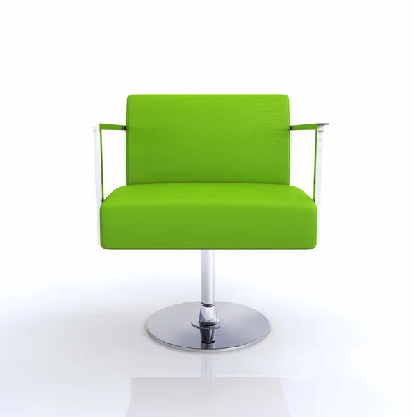 Silla Diseñador Moderno Verde Chrome Blanco — Foto de Stock