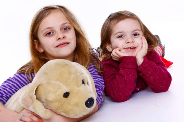 Niños Niños Niños Niños Sonriendo Chica Sonriente Retrato Hermana Alegre —  Fotos de Stock