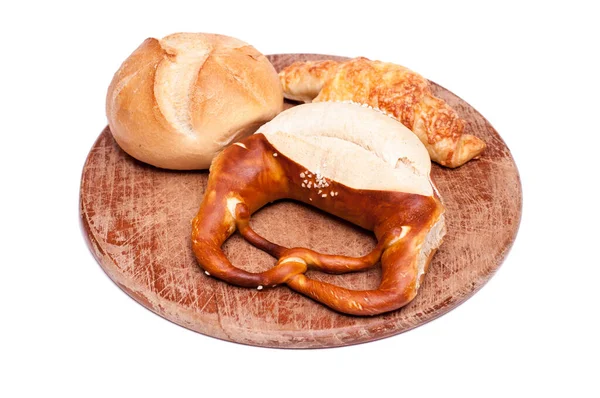 Φρέσκο Ψωμί Ψημένο Λευκό Φόντο — Φωτογραφία Αρχείου
