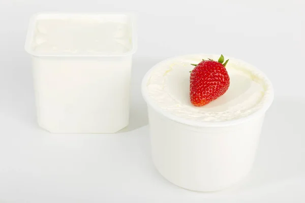 Quark Mascarpone Preparing Strawberry Cream — Stock Photo, Image