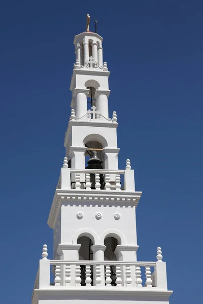 Kerktoren Van Het Dorp Kerk Van Koskinou Het Eiland Rhodos — Stockfoto