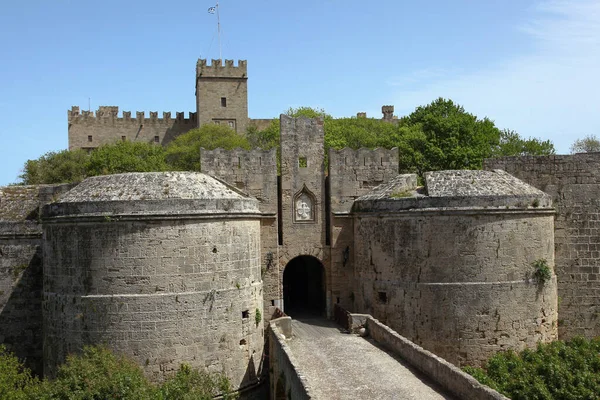 Fortress Entrance Gate Old Town Rhodes Greece — Stock Photo, Image
