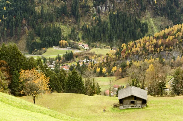 Landschaft Mit Hütte Den Alpen — Stockfoto