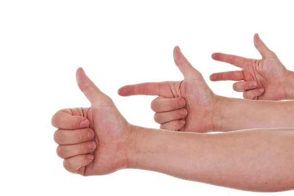 Mãos Mostram Com Sinal Mão Dois Três — Fotografia de Stock