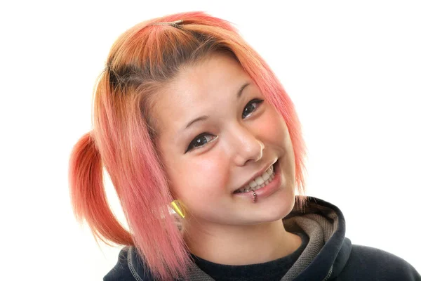 Ritratto Adolescente Con Piercing Registrazione Studio Sfondo Bianco — Foto Stock