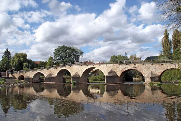 Foto Der Historischen Brücke Von Burgau Bei Jena — Stockfoto