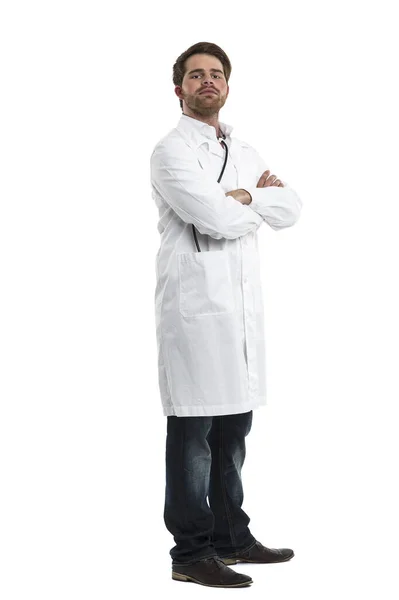 Портрет Красивого Лікаря Ізольованого Білому Тлі — стокове фото