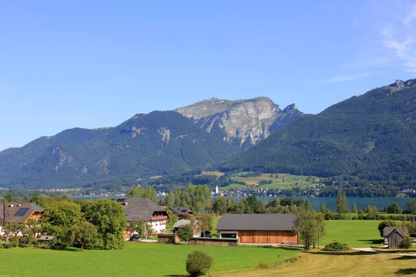 Schafberg Nad Jeziorem Wolfgang Tle Natury — Zdjęcie stockowe