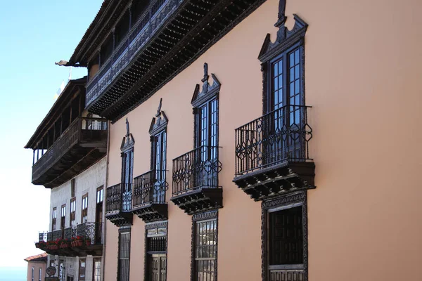 Houses Wooden Balconies Orotava Tenerife — Stock Photo, Image