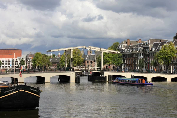 Magere Brug Magere Bridge Amsterdamu Nad Amstelem — Stock fotografie