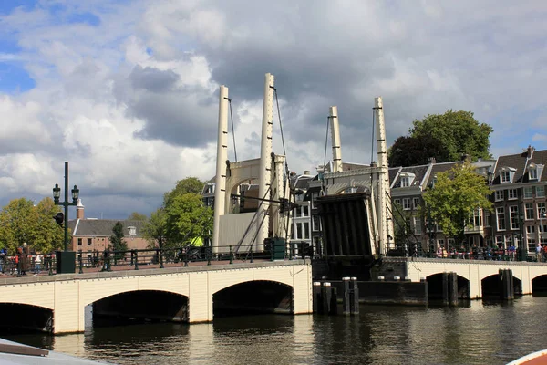 Magere Brug Magere Bridge Amsterdamu Nad Amstelem — Stock fotografie