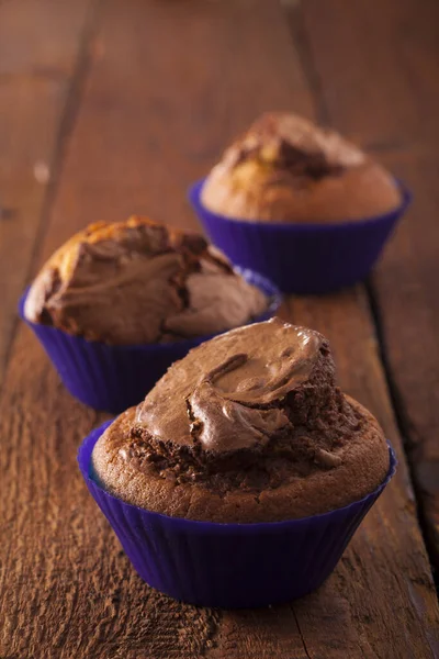 Muffins Doces Deliciosos Close — Fotografia de Stock