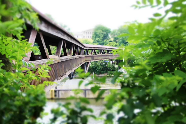 Ξύλινη Γέφυρα Πάνω Από Neckar — Φωτογραφία Αρχείου