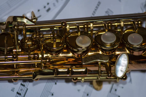 Detailed View Flap System Soprano Saxophone — Stock Photo, Image